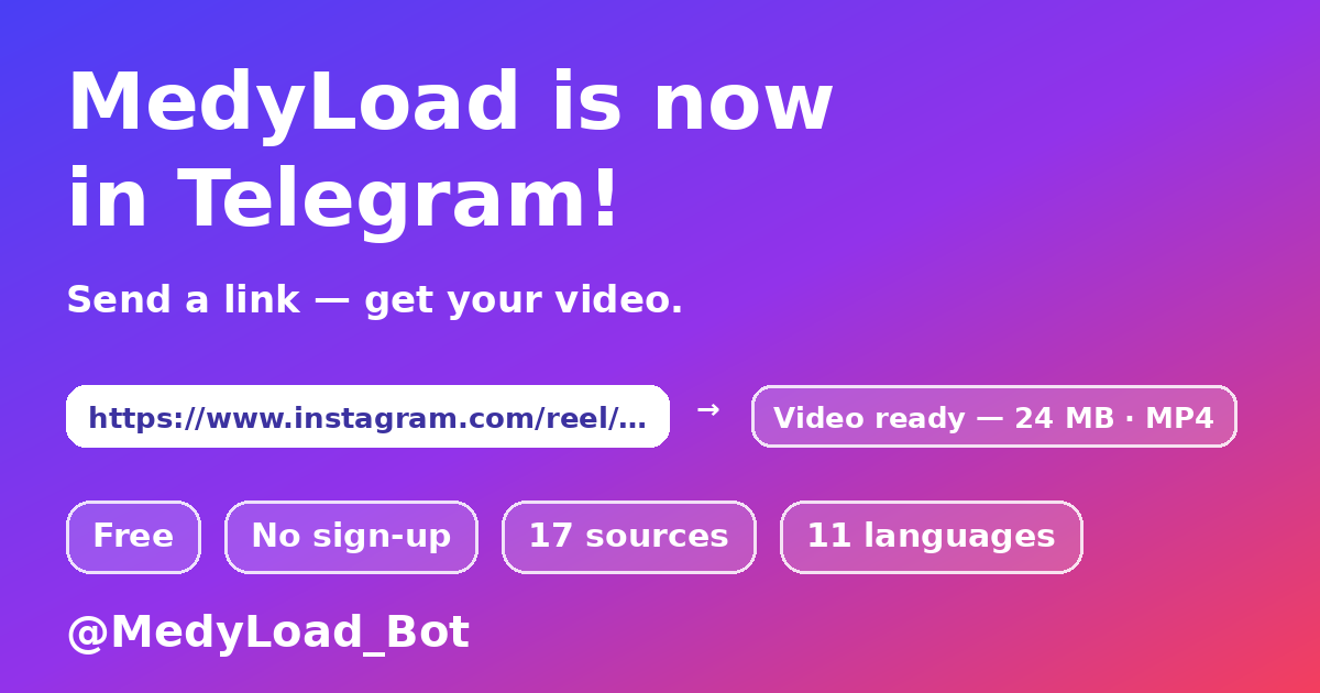MedyLoad — տեսանյութի ներբեռնում Telegram բոտի միջոցով